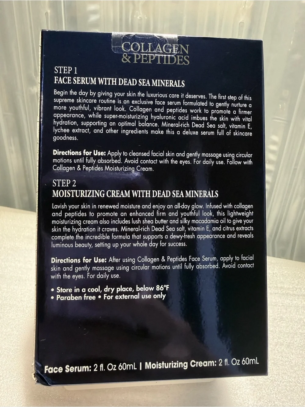 SPA Cosmetics Collagen & Peptides Cream + Face Serum Set 2oz Each NEW Sealed